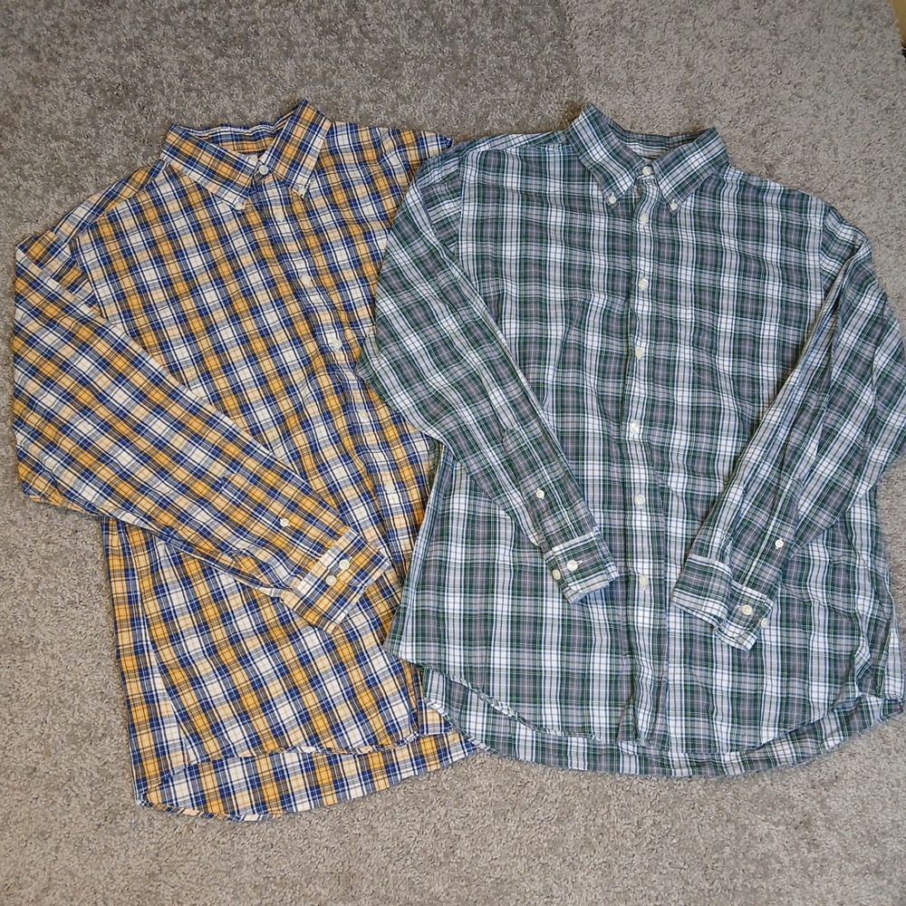 Lot 2 Brooks Brothers Regent Fit Mens XL Plaid Button Down Shirts Cotton XL
